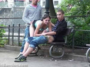 Public threesome sex on the street. AWESOME!
