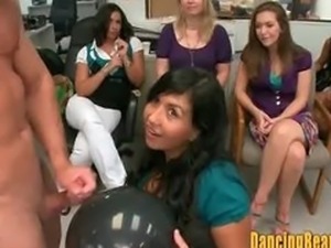 Strippers Jizz on Birthday Baloons at Office Party