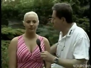 Interview with cute blonde befo ... free