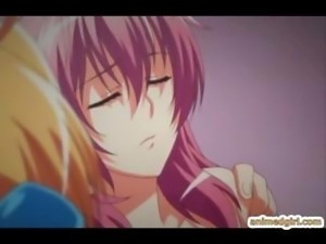 Busty hentai girl hard fucked wetpussy by shemale anime in front of her friend