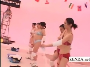 Subtitled Japan lingerie milfs nudist volleyball strip