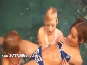 Three belarusian teenies in the pool