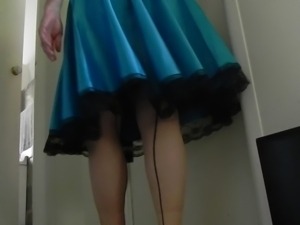 Sissy Ray in Blue Dress and Red Heels