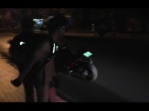 Thai guy naked on bigbike around Chaingmai