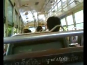 Thai student jack off in Bus.
