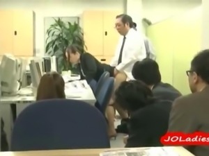 Office Lady Fucked By 2 Guys One By One In Front Of The Whole Office