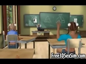 Two sexy 3D cartoon schoolgirls getting fucked free