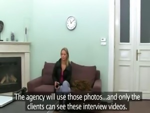 sleek blondie having sex with fake agent