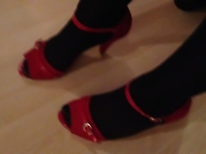 Cum on nylon feet in heels