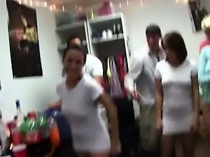 Group of sweet girls fucking on college