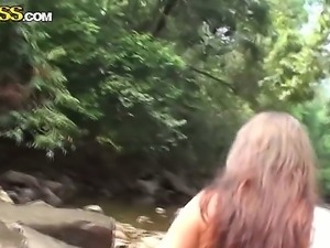 Arousing teen enjoys having a wild fuck while in the nature with her boyfriend