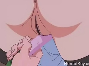 Watch this hot young maid got her pussy drilled by a toy while she sucks a...