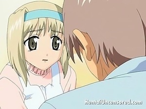 Corrupting blonde hentai girl getting pumped by her