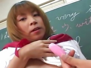 Schoolgirl hottie Miku Horikoshi is fondled and toyed