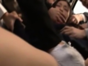 Publicsex oriental groped on the bus