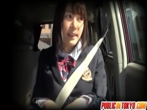 Pretty Asian teen in school uniform free