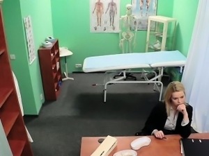 Doctor fucks blonde sales woman in an office