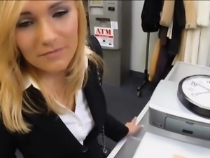 Hot blonde milf fucked in storage room at the pawnshop