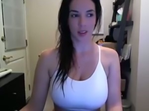 It's a shame I can't join this busty webcam model in her naughty fun