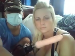 Busty Blonde Milf suck cock on cam