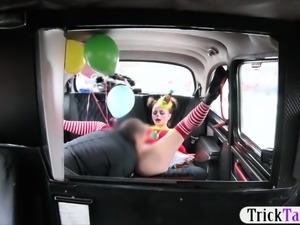 Gal in clown costume fucked by the driver for free fare
