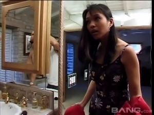 Randy brunette Mika Tan attacked by a pussy craving fellow