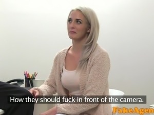 Fake Agent Hot blonde model loves cock over the desk