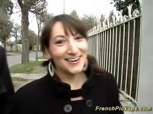 Cute busty french teen picked up for her first big cock anal sex