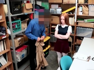 Skinny redhead shoplifter chick punish fucked hard