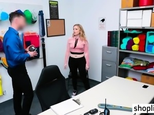 Hot blonde thief busted by a LP officer with a big cock