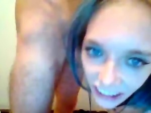 Pretty camgirl takes a hard shaft in her pussy from behind