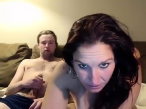 Buxom brunette wife enjoys a hot ride of fucking on webcam
