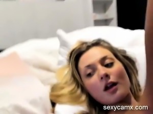Hot dirty blond fucks takes the toy and the hard cock in her