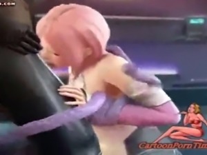 Anime rede headed woman with huge tits titty fucks a man
