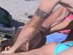 Beach nip slip while playing with boyfriend