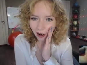 Curly hot blonde cam reaction