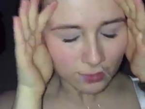 British 18 year old teen Hand Job facial from a large cock