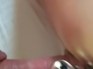 DP wife with glass dildo and my cock