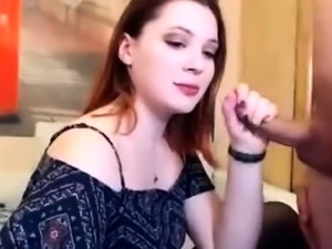 Gorgeous brunette teen gives a wonderful blowjob on webcam 