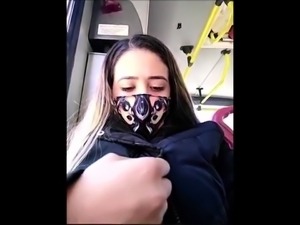 Masked amateur teen indulges in her own pleasure in public 