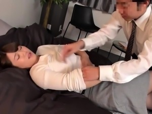 Busty Asian business lady gets her pussy devoured and fucked