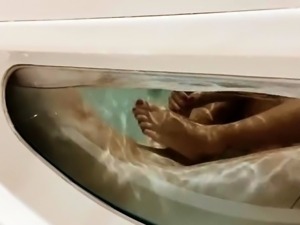 Asian foot fetishist banged hard doggystyle in the hot tub