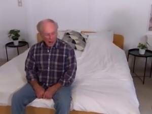 Grandpa hard fucks hottie with big tits and perfect body until she swallows...