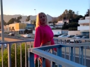 Astonishing blonde milf exposing her perfect curves outdoors