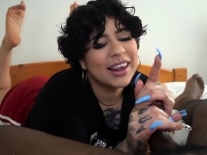 Inked foot fetish milf brings big black cock to orgasm