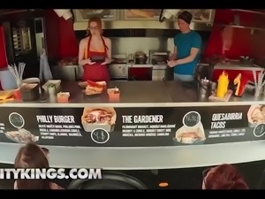 Food Truck owner Scarlett Jones opens her legs and fucks with client