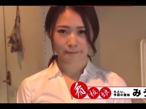 Japanese waitress Risa Kikuchi is tied up and fucked by two customers