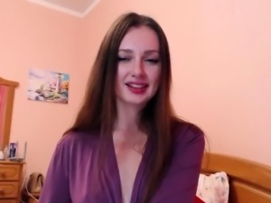 Gorgeous brunette shaking orgasm on dildo