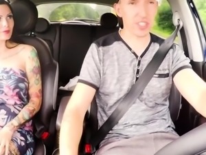German hitchhiker thanks her with car sex